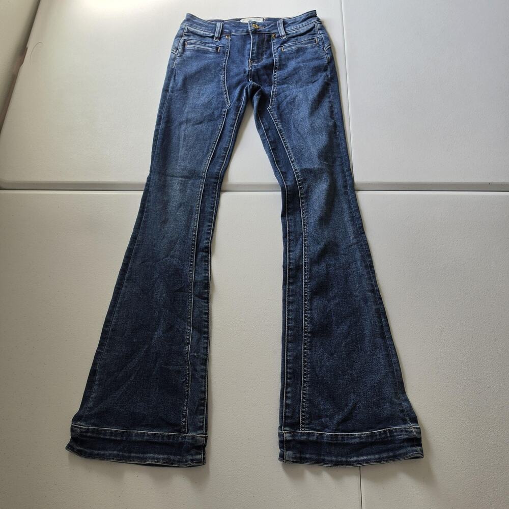 We The Free Jeans Womens 25 Blue Medium Wash Mid Rise Flare Leg Stretch Denim